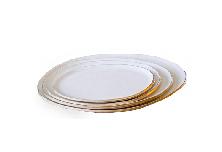 Oval Platter White/Gold