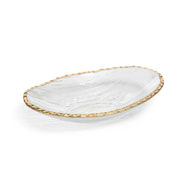 Clear Textured Bowl w/ Gold Rim