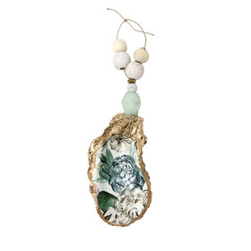 Oyster Ornament  Sage Floral
