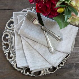 Washed Linen Napkin Set Flax