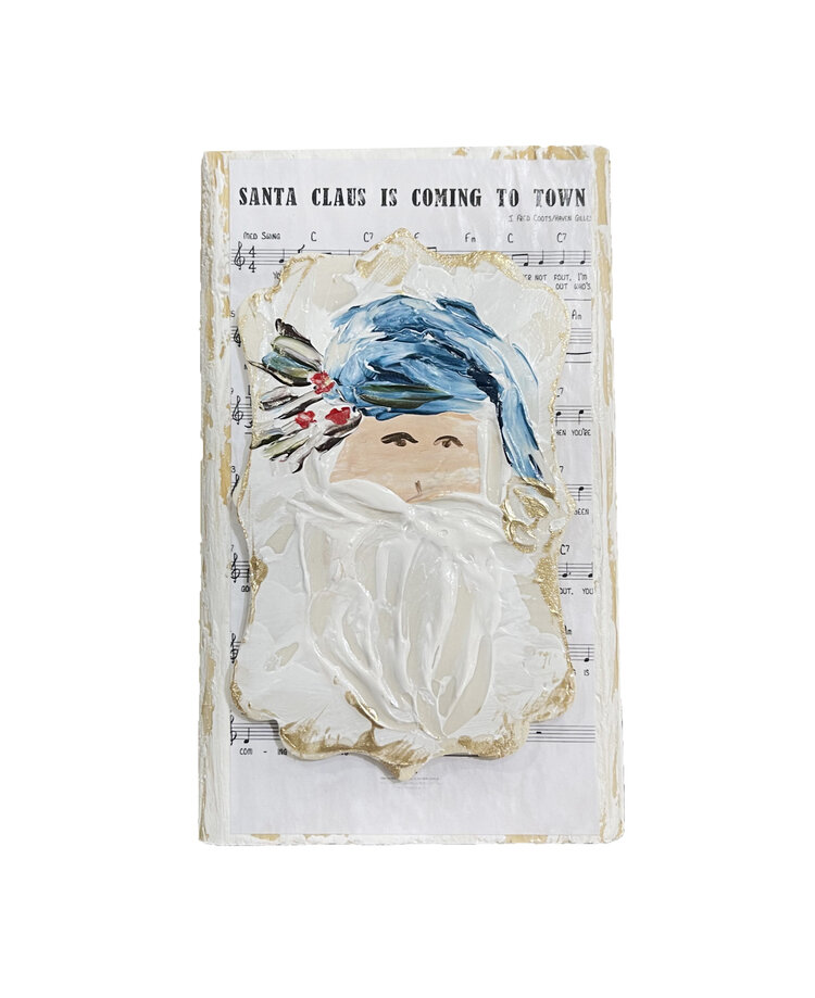 Hand Painted Block Santas