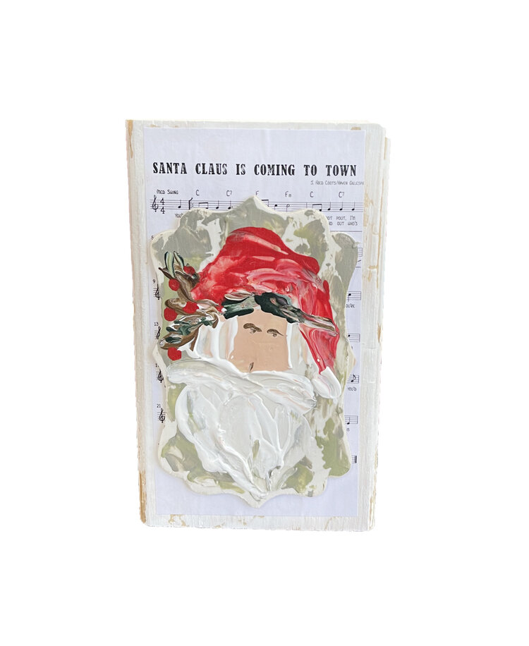 Hand Painted Block Santas