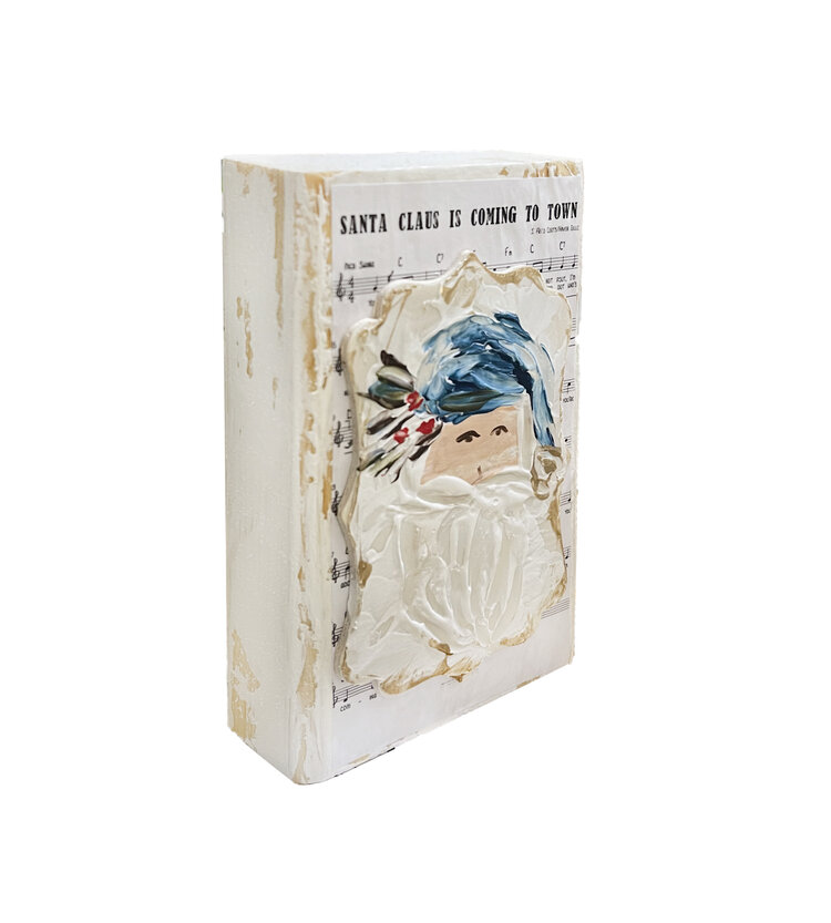 Hand Painted Block Santas