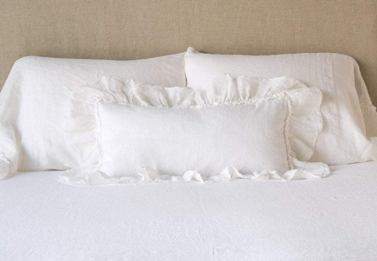 Linen Whisper Kidney Throw Pillow