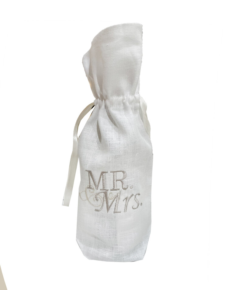 Mr. & Mrs. Linen Wine Bag