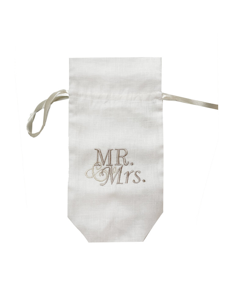 Mr. & Mrs. Linen Wine Bag