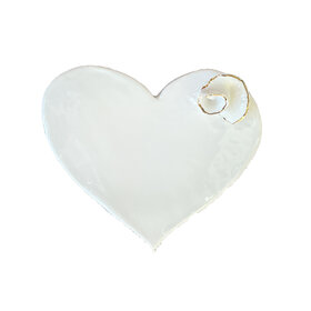 Small Flat White Heart with White Rose