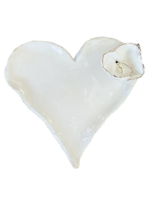 Curved White Heart with White Rose