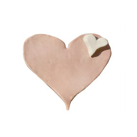 Small Flat Pink Heart with White Heart