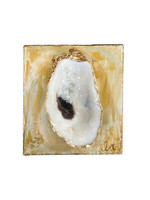 3.5x4 Oyster on Wood Block Gold Watercolor