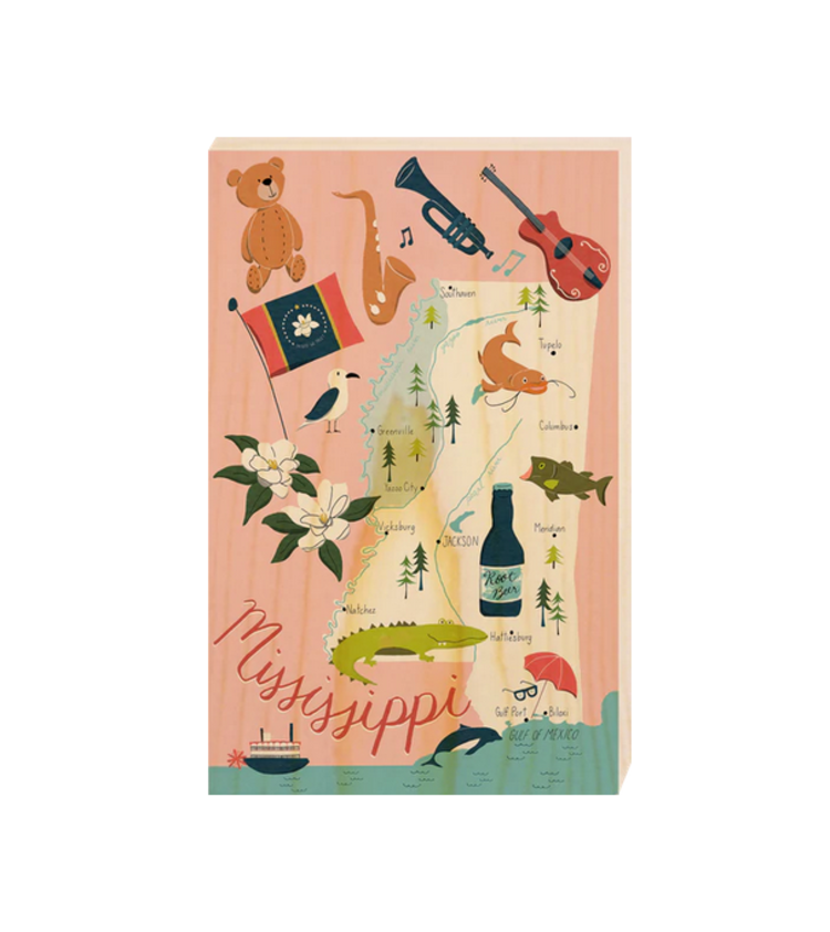 MS Home State Wooden Postcard