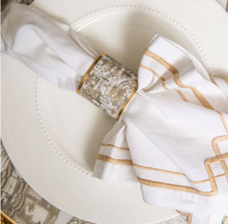 Garden Party Enameled Napkin Ring Taupe