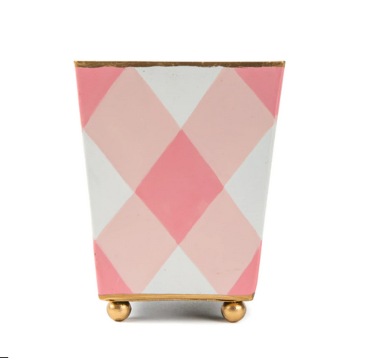 Buffalo Plaid Square Cachepot Light Pink 6"