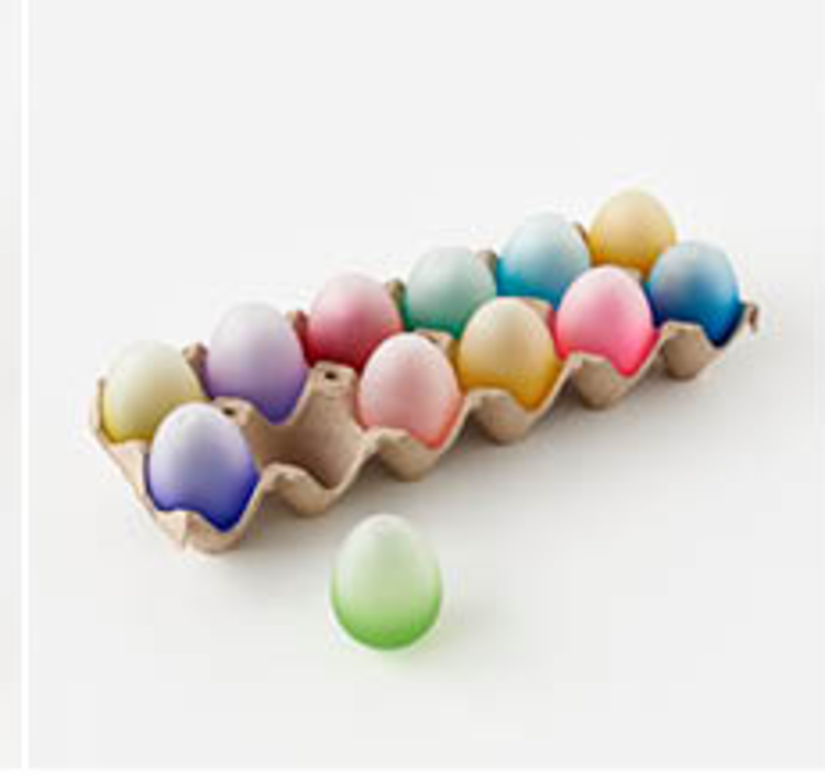 12 Glass Eggs in Egg Crate
