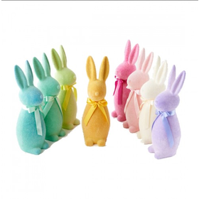 Flocked Pastel Button Nose Bunny
