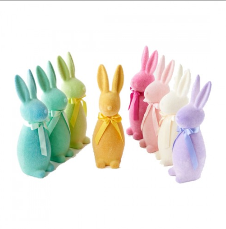 Flocked Pastel Button Nose Bunny