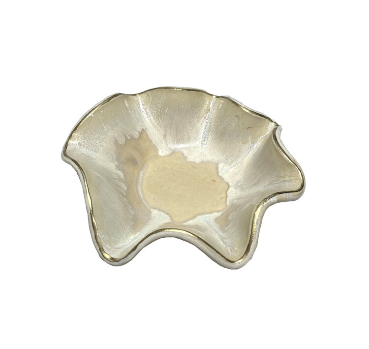 Ruffled Dip Bowl with Gold Sand