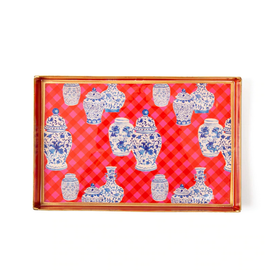 Charlotte Gingham Enameled Tray 8x12