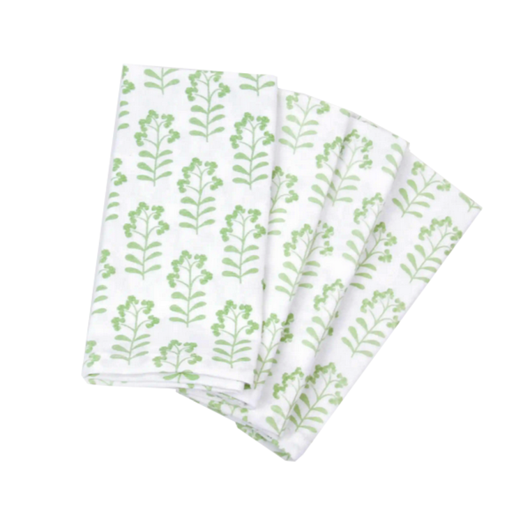 Folk Floral Sage Dinner Napkins Set/4
