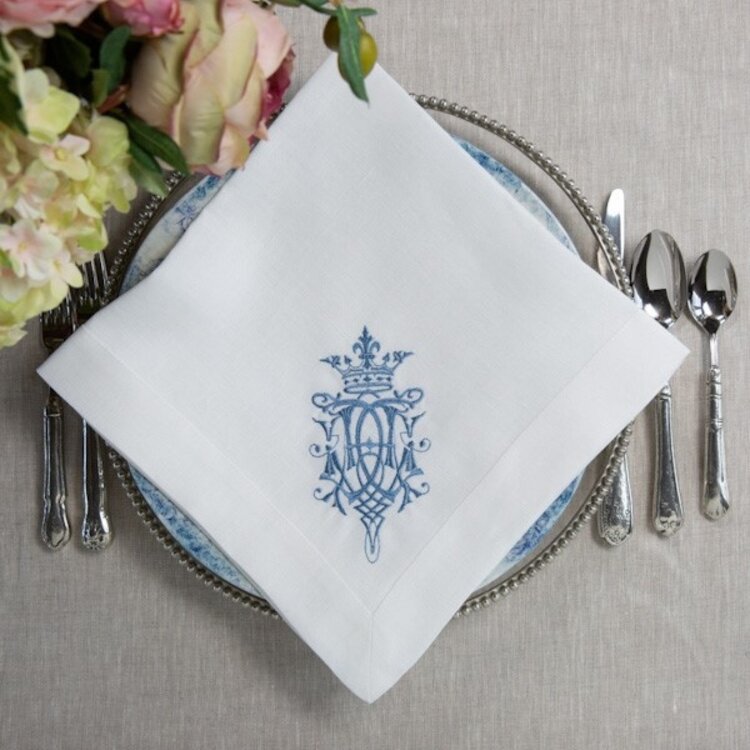 Royal Large Napkin White/French Blue