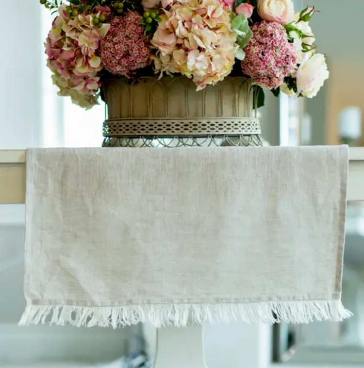 Tuscan Linen Table Runner w/Fringe 90"