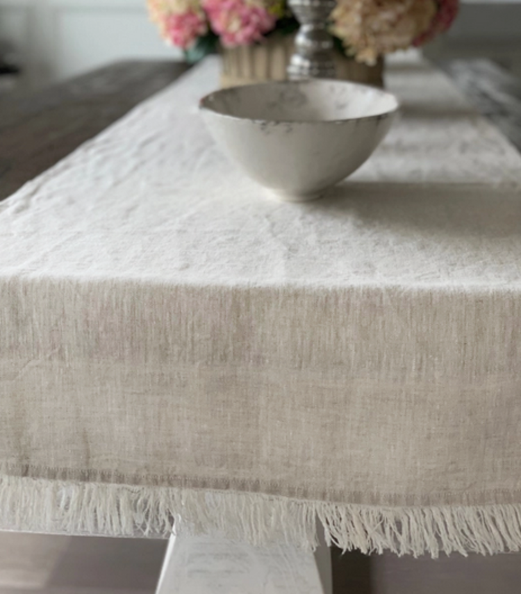 Tuscan Linen Table Runner w/Fringe 90"