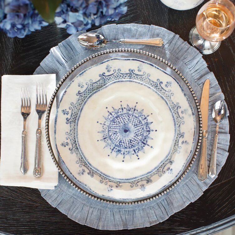 Round Ruffle Linen Placemat - Chambray
