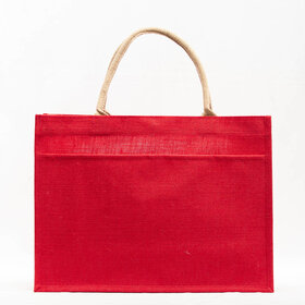 Red Jute Pocket Tote