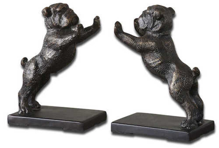 Bronze Bulldog Bookends