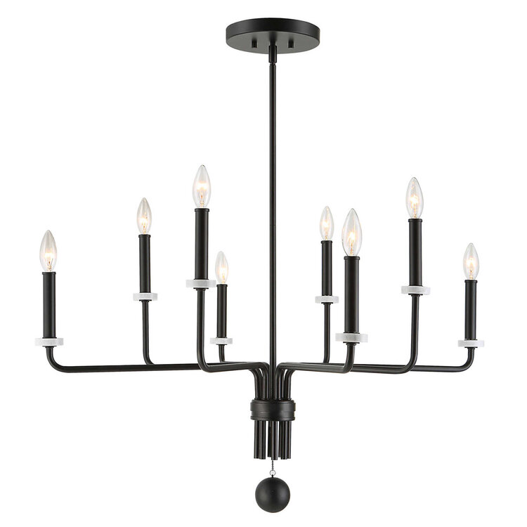 Matte Black 8 Light Chandelier