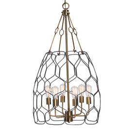 Industrial Black & Gold 6 Light Chandelier