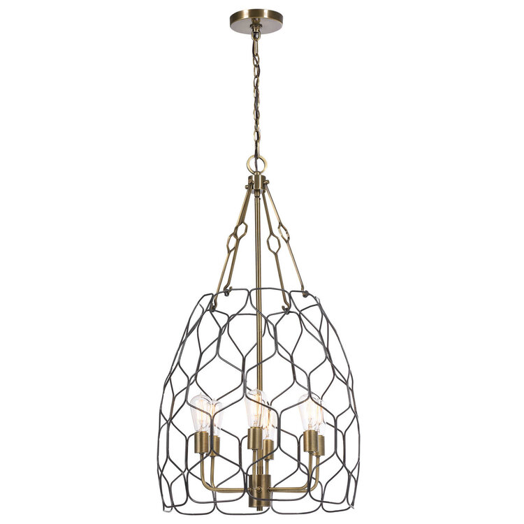 Industrial Black & Gold 6 Light Chandelier