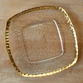 Textured Palmer Glass Plate with Gold Rim