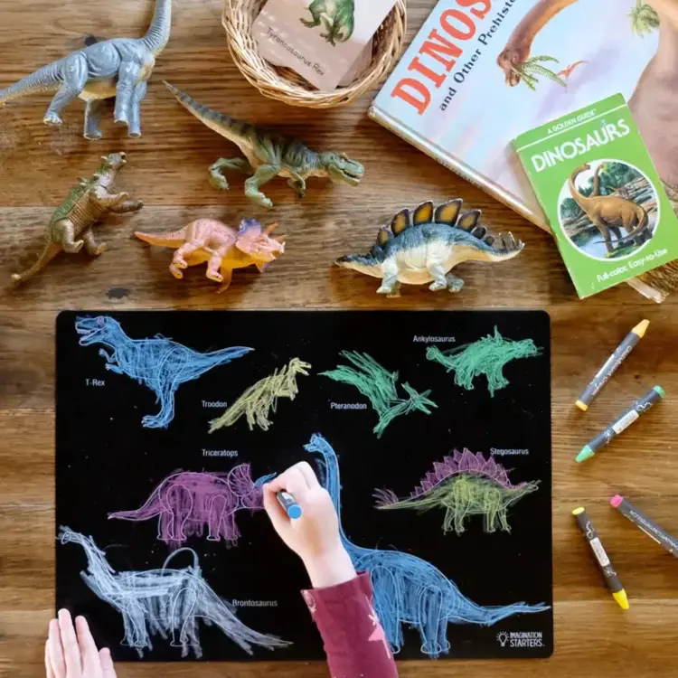 Chalkboard Dinosaur Placemat 12x7