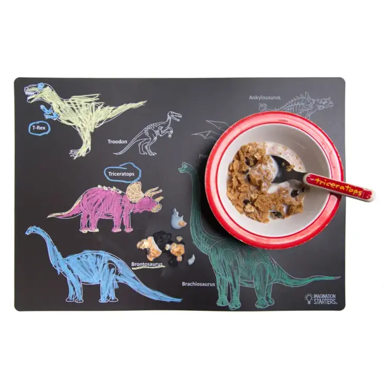 Chalkboard Dinosaur Placemat 12x7