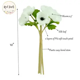 12" White Anemone Bundle (5 Stems)