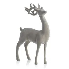 Flocked Standing Deer Natural
