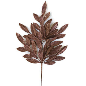 23” Glitter Bay Leaf Spray Chocolate
