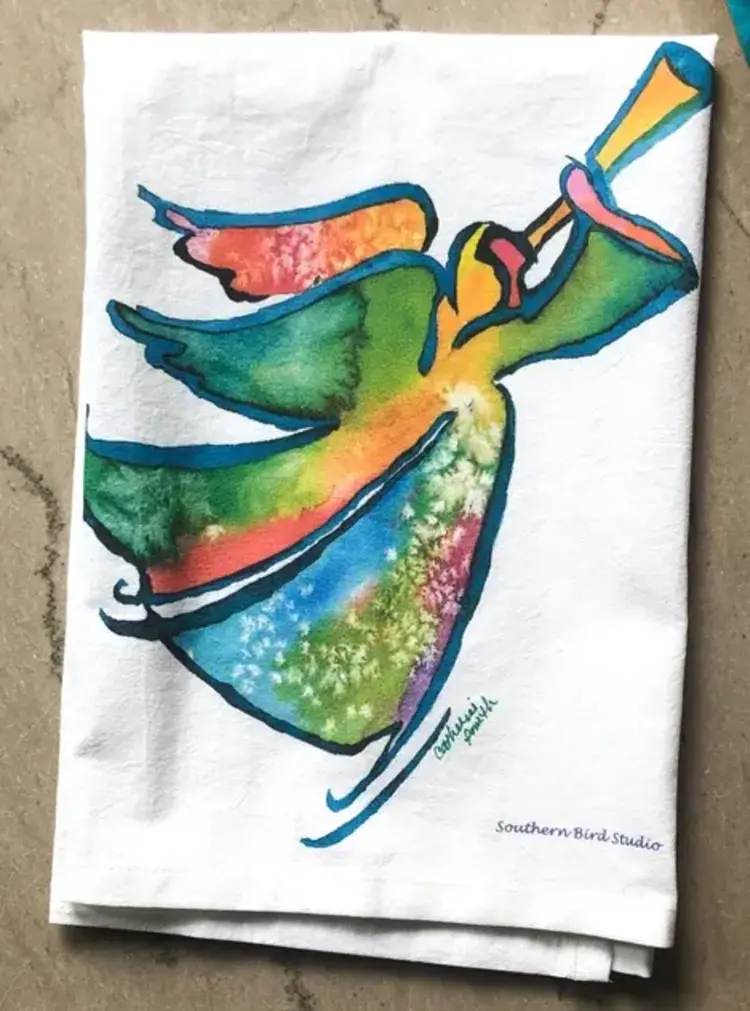 Angel Watercolor Tea Towel
