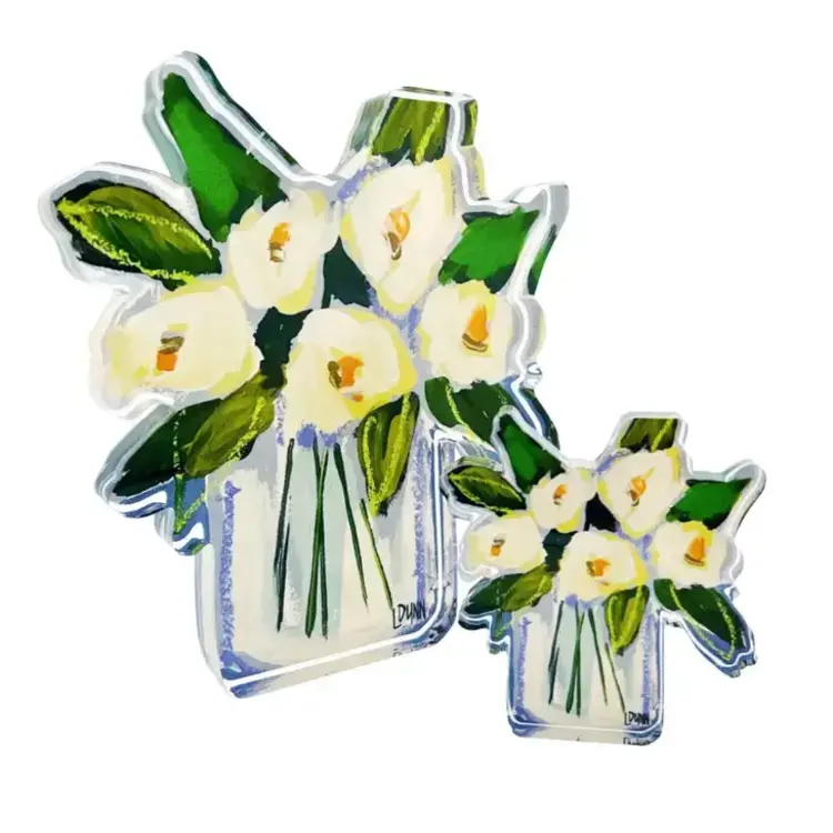 White Floral Bitty Acrylic Block