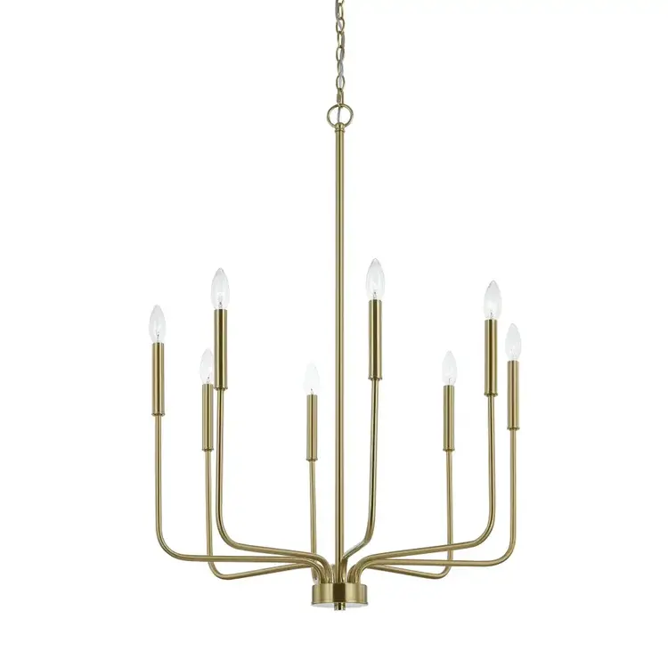 Brushed Brass 8 Light Chandelier