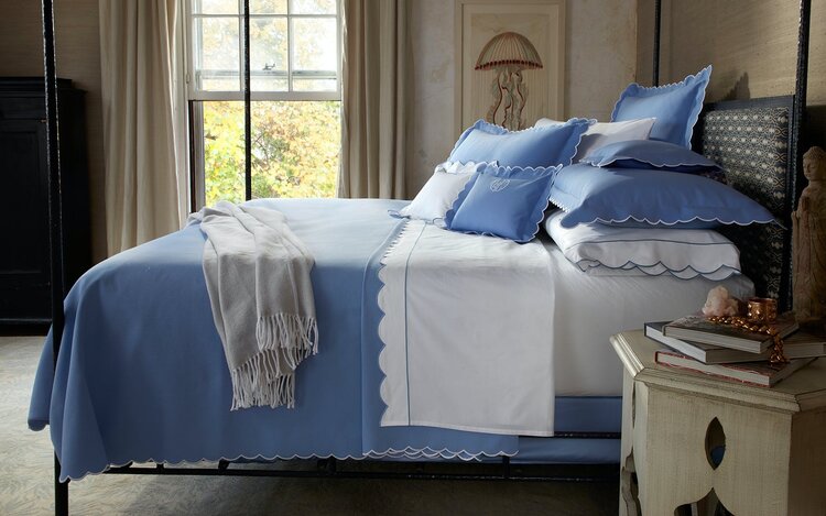 Diamond Pique Queen Coverlet Azure