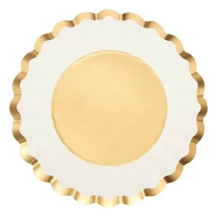 Gold/White Flower Salad Plate 8pkg
