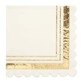 Gold/White Cocktail Napkin 20pkg