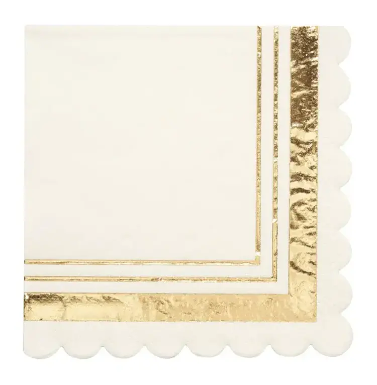 Gold/White Cocktail Napkin 20pkg