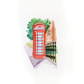 Sarah Godwin Telephone Booth Watercolor Print