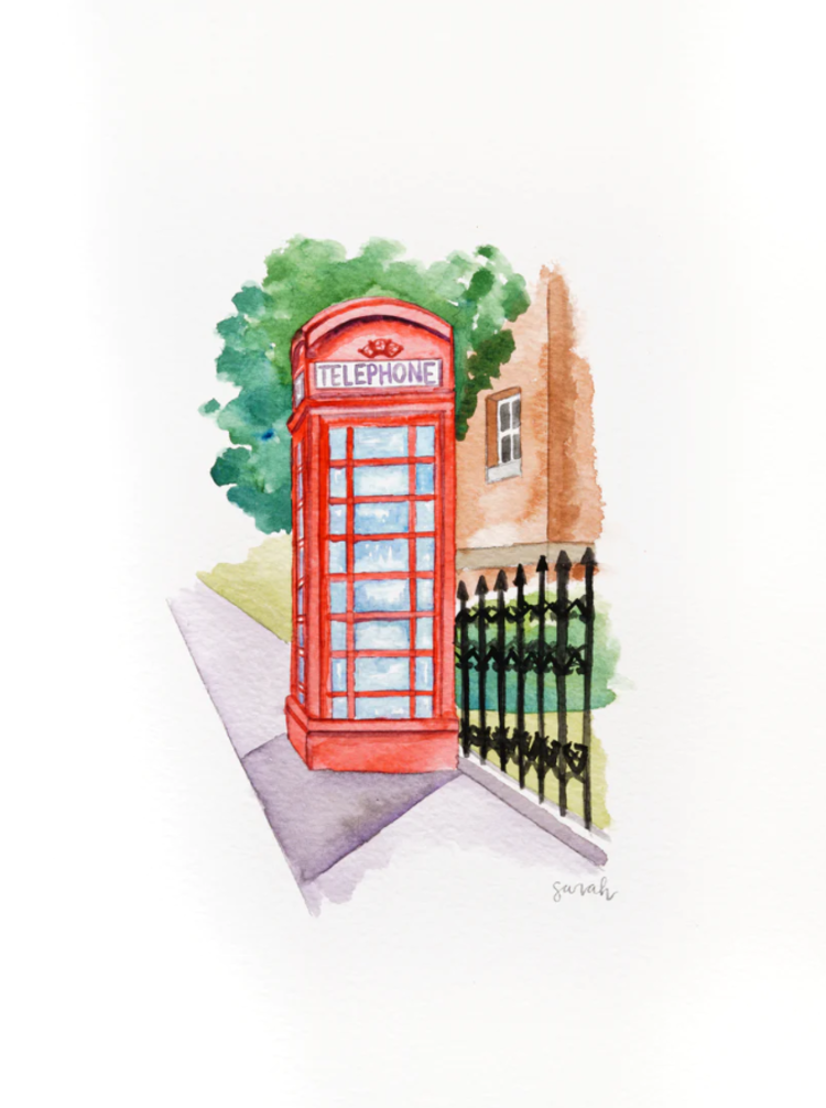 Sarah Godwin Telephone Booth Watercolor Print