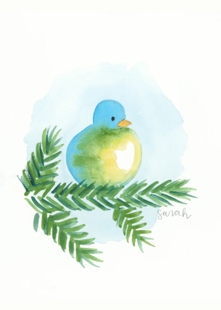 Sarah Godwin Blue Bird Watercolor Print