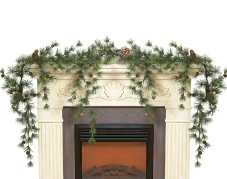 6" Drooping Snowy Ming Pine Garland