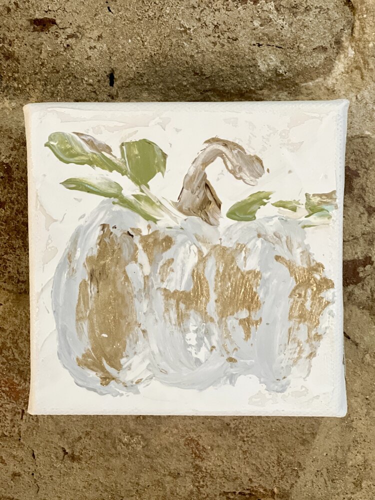 Silver & Gold Pumpkin 4x4 Gospel Art